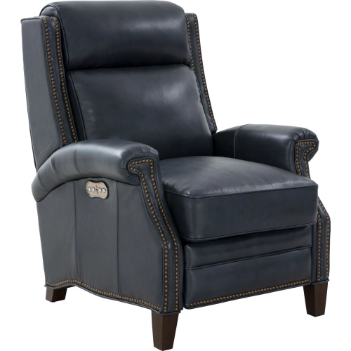 Barrett Power Recliner w/ Power Head Rest in Barone Navy Blue Leather